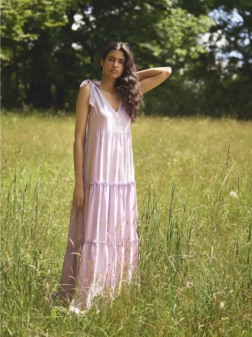 anthropologie maeve soraya shimmer tiered maxi dress